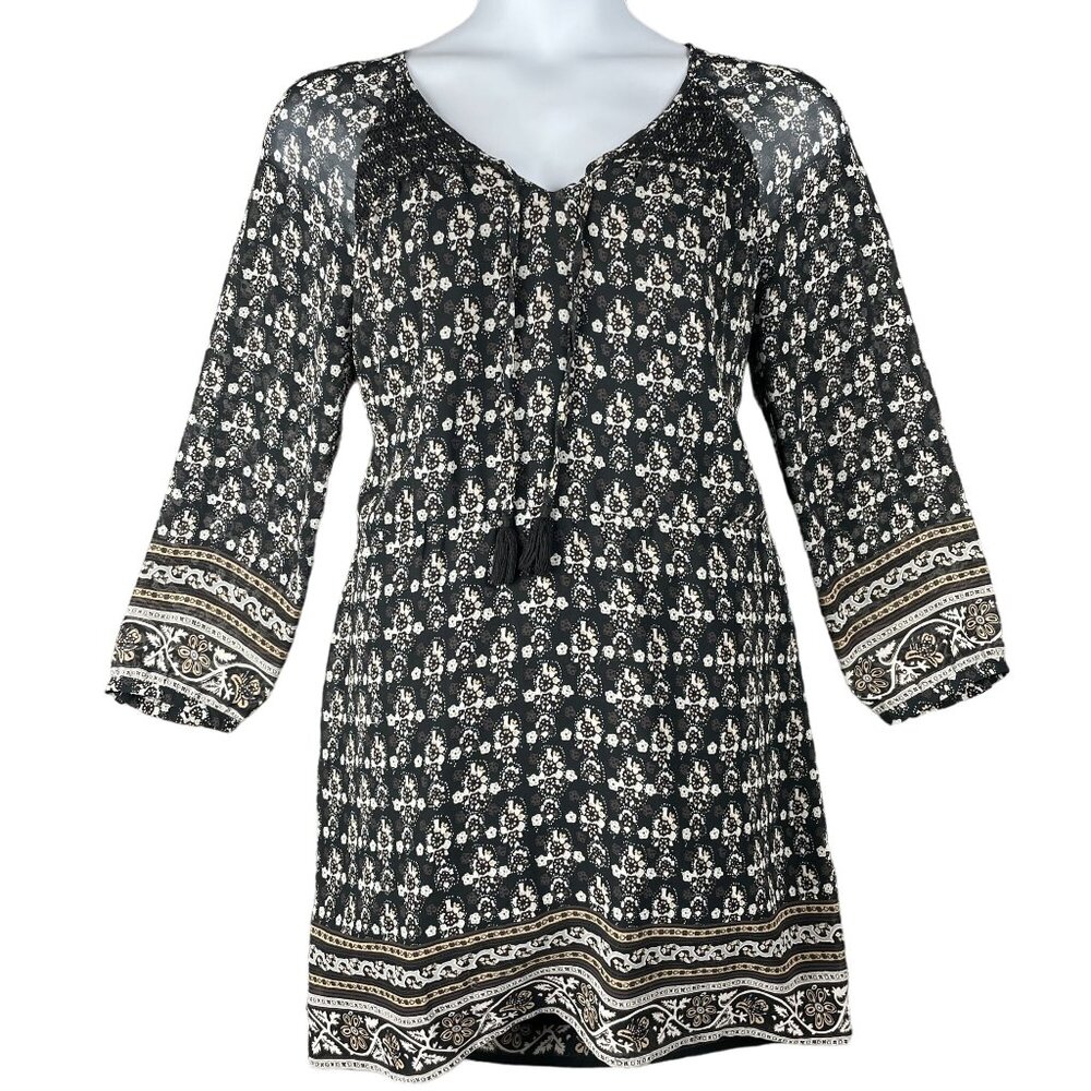 Madewell Black and White Long Sleeve Dress